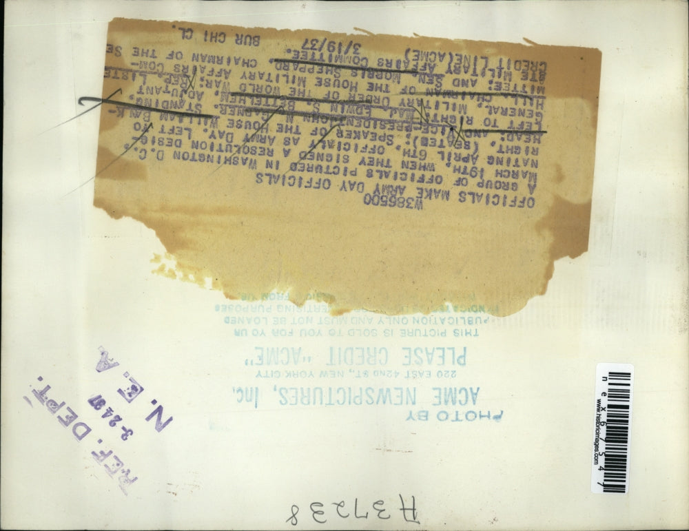 1937 Press Photo 4/6/37 Official Army Day signed resolution