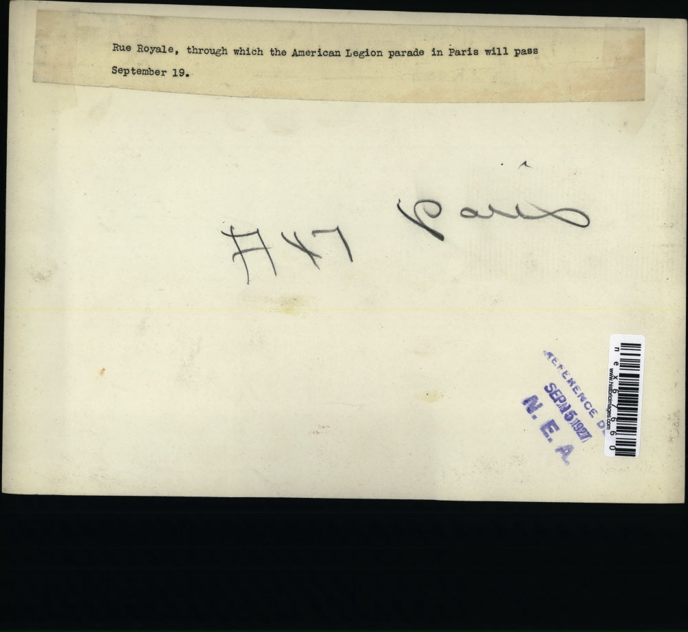 1927 Press Photo Rue Royale for American Legion parade in Paris