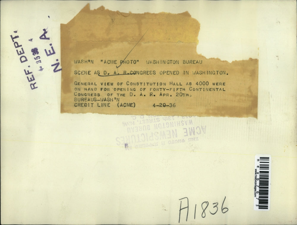 1936 Press Photo Opening of 45th Continental Congress of D.A.R