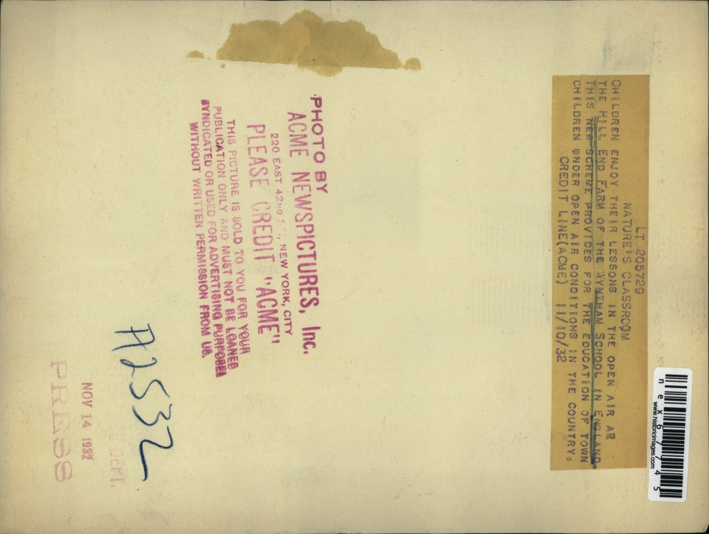 1932 Press Photo Hill End Farm of Wyntham School in England