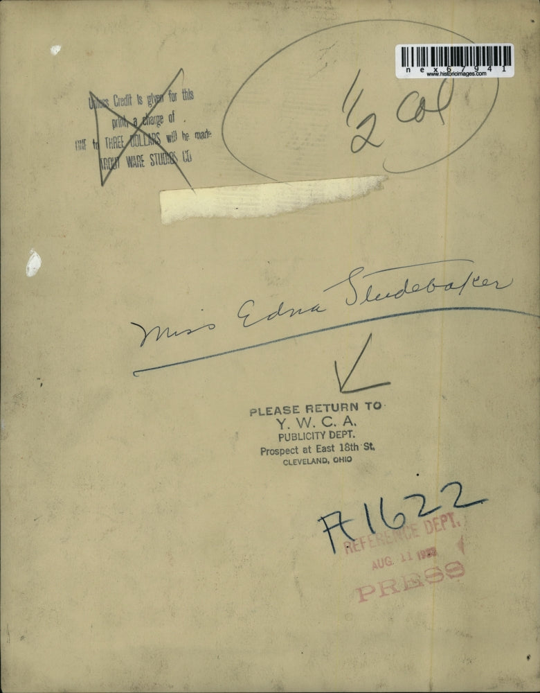 1927 Press Photo Miss Edna Studebaker of Cleveland YWCA