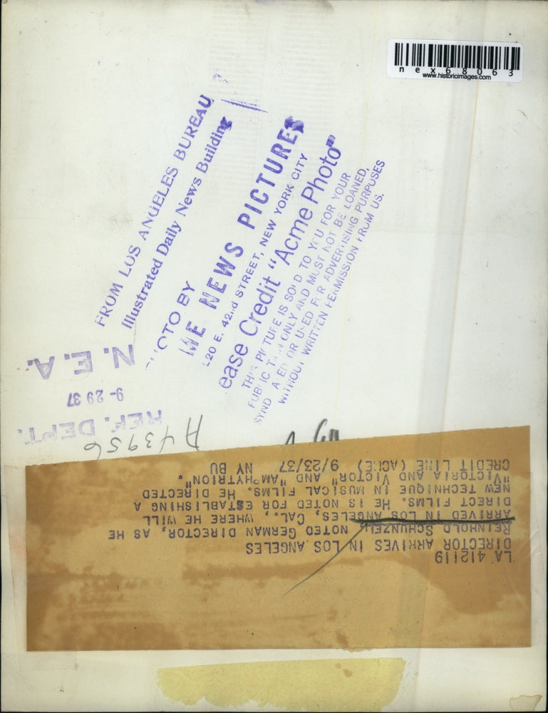 1937 Press Photo Reinhold Schunzel German director arrives at LA Calif