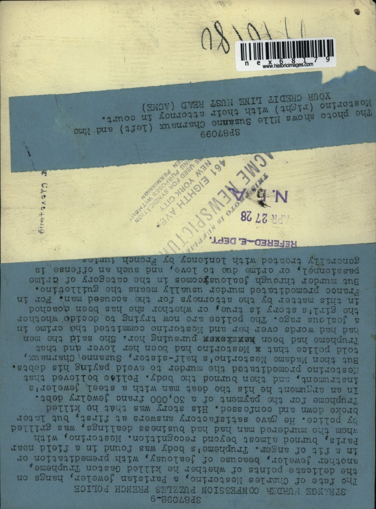 1928 Press Photo Suzanne Charnaux & Mrs Mesterine & atty