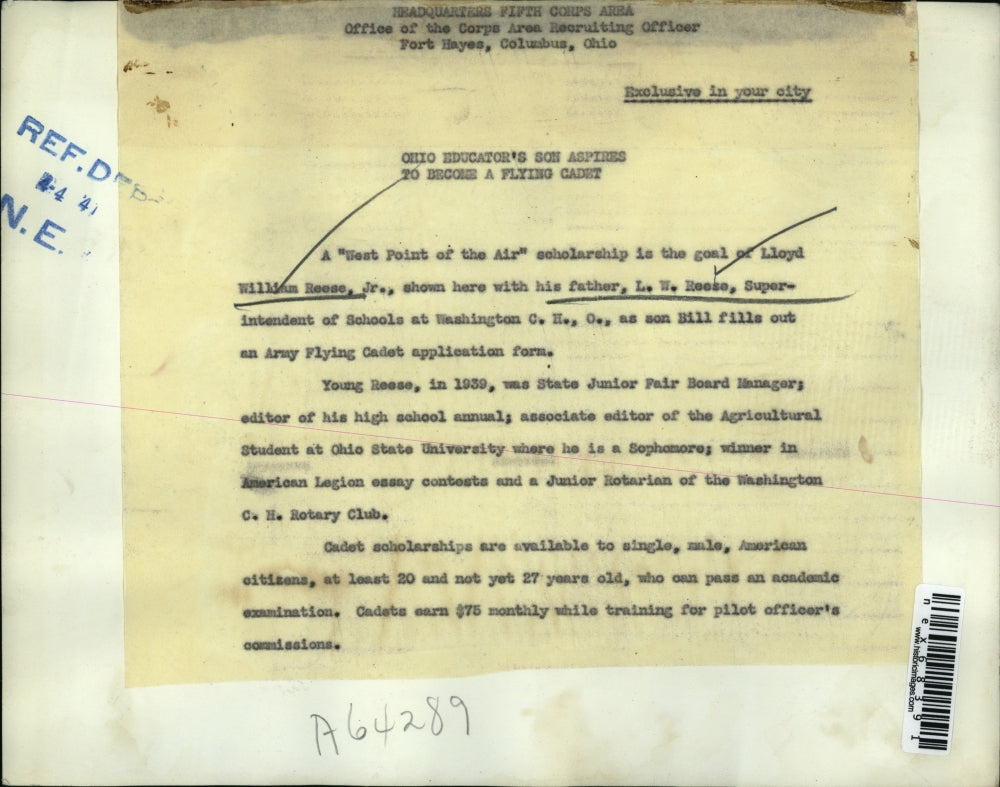 1941 Press Photo Lloyd Wm Reese Jr & dad Wash DC Supt of Schools