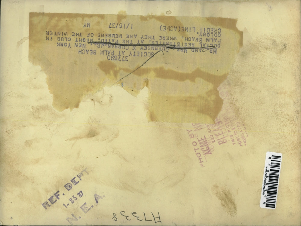 1937 Press Photo Mr & Mrs Guernsey Curran Jr NY socialites in Fla