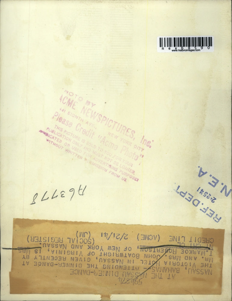 1941 Press Photo Nassau Bahamas Mrs T Markoe Robertson at a dinner