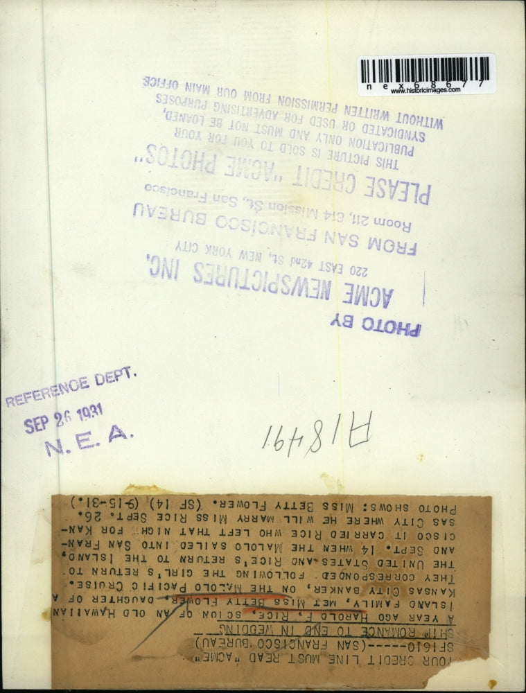 1937 Press Photo Betty Flower to wed Harold F Rice of Hawaii