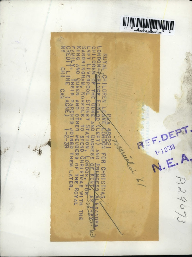 1939 Press Photo London Prince Edward & Princess Alexandra