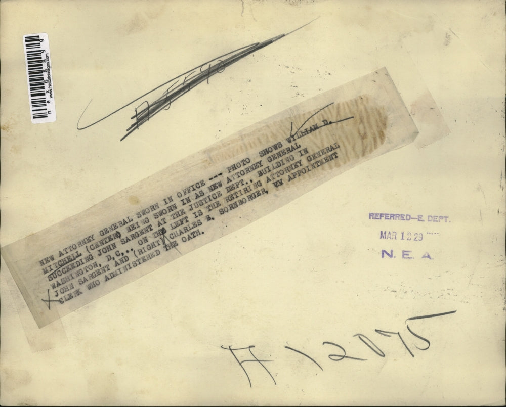 1929 Press Photo Wm. Mitchell(C) Attorney General appointment