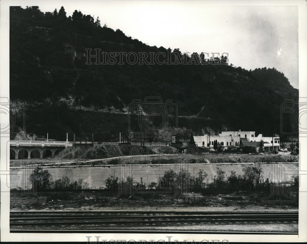 1937 Press Photo Elysian Park LA Calif earthquake cauused mud slide area