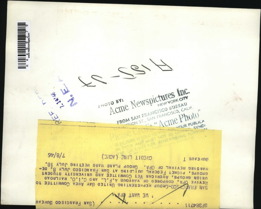 1946 Press Photo San Francisco AFL CIO pickets vs OPA