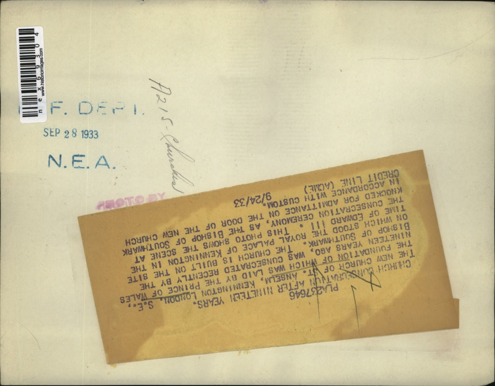 1933 Press Photo New Church of St Andrew at Kennington London