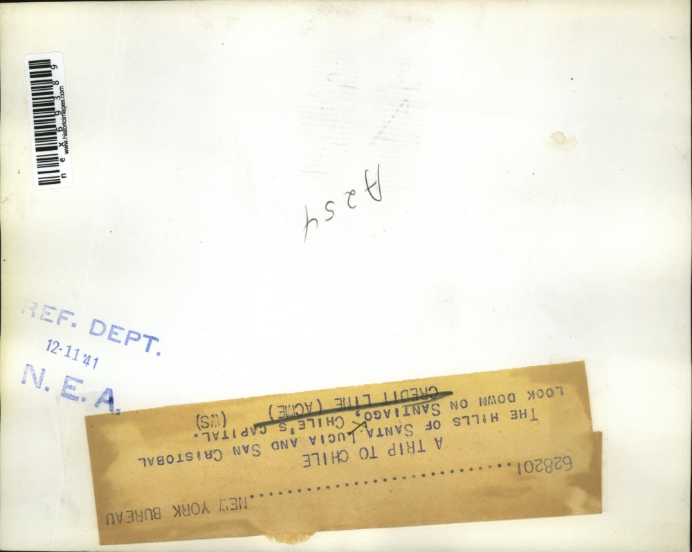 1941 Press Photo Santa Lucia & San Crisobal Mts around Santiago Chile