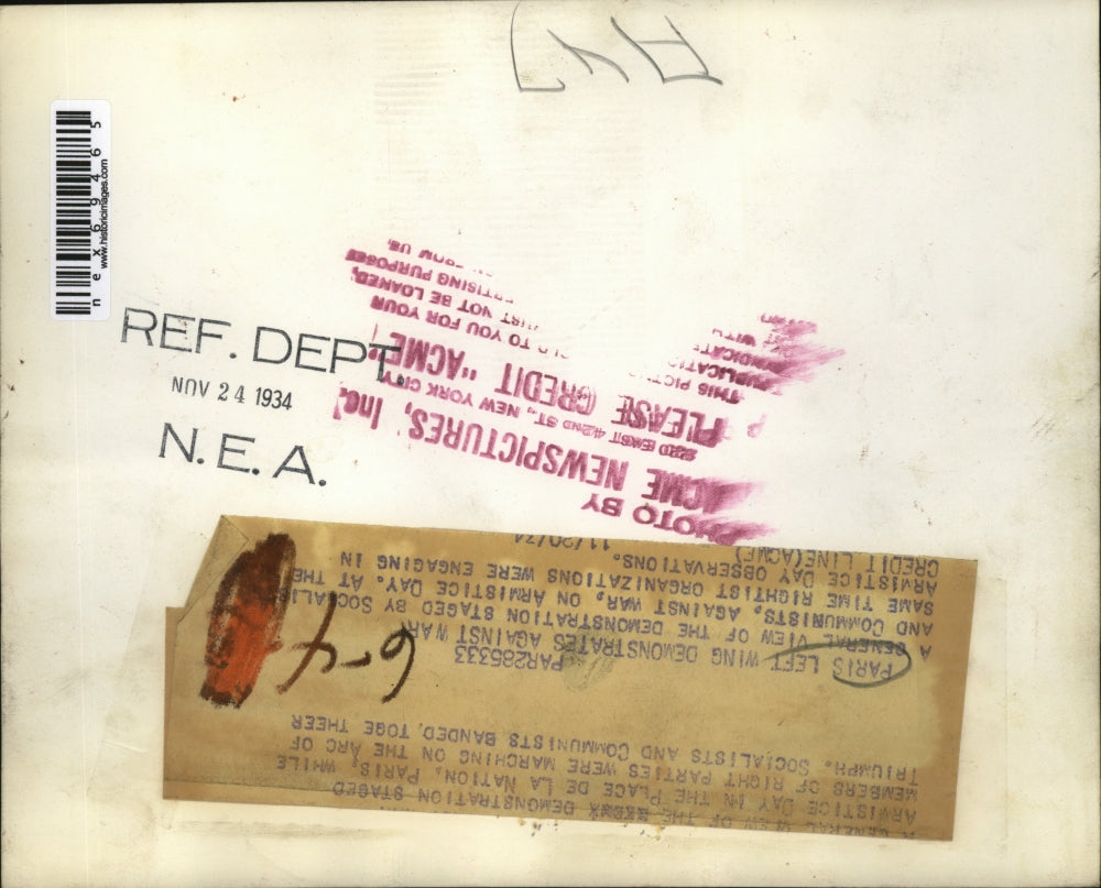 1934 Press Photo Paris France crowds by Socialists & Communists protesting