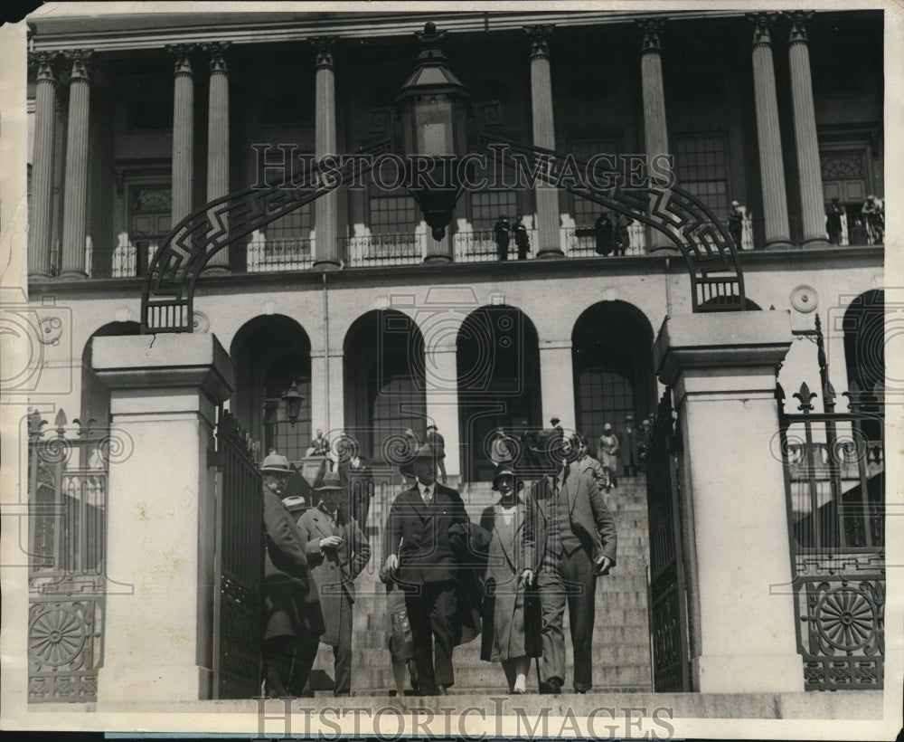 1927 Press Photo Gov & Mrs Fuller at Boston State House, Ramsay MacDonald