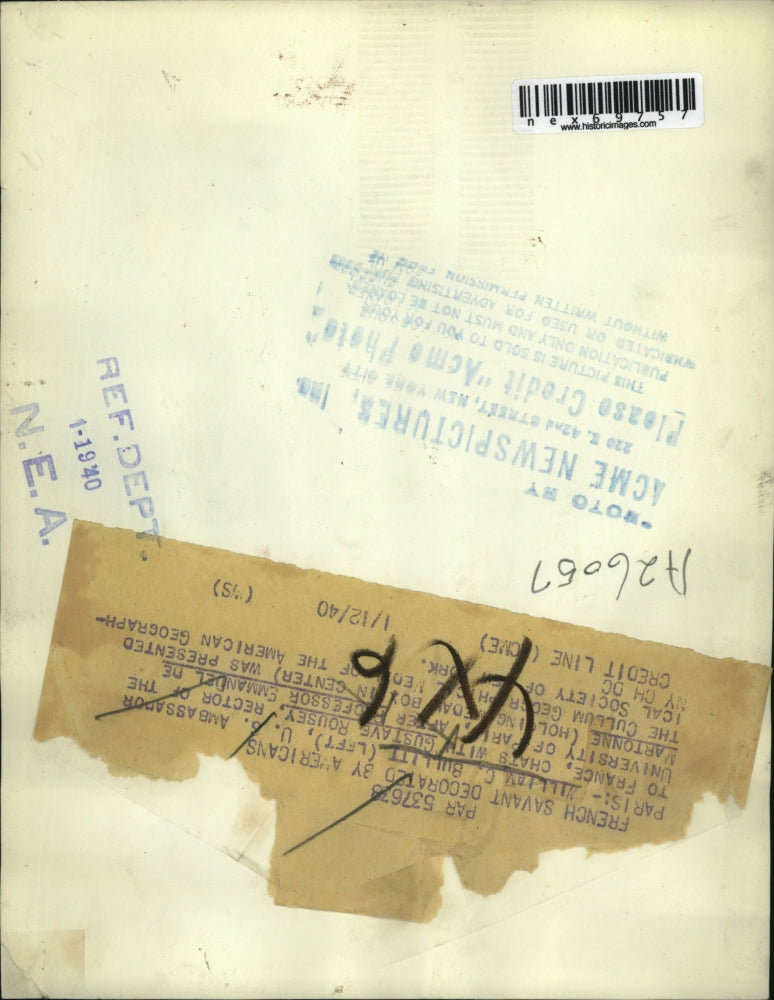 1940 Press Photo Paris William Bullitt US Amb, Gustave Rousey Univ of Paris