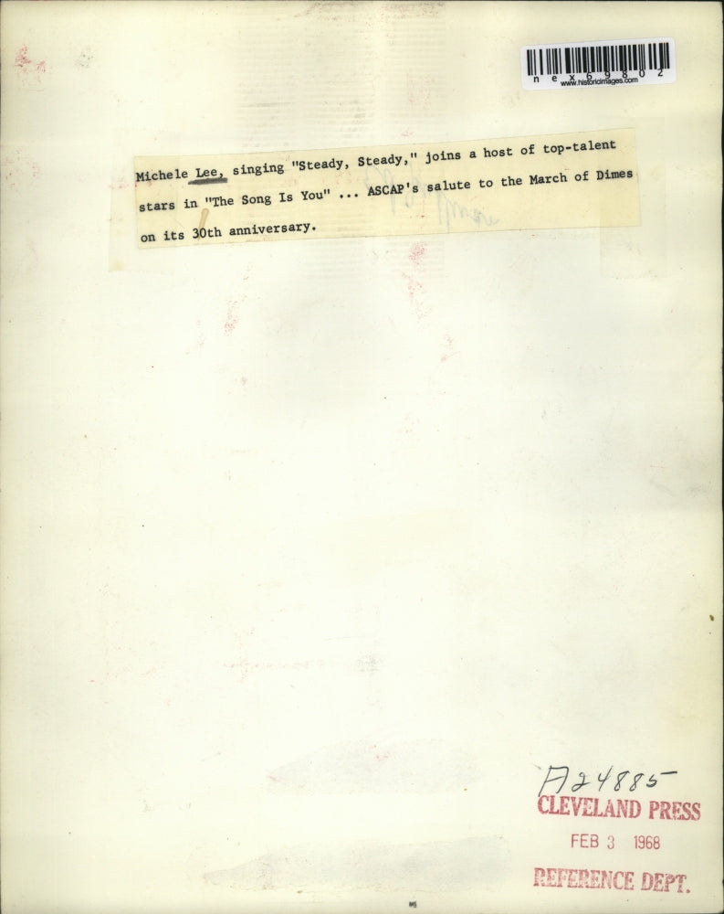 1968 Press Photo Michele Lee singing in The Song is You for March of Dimes