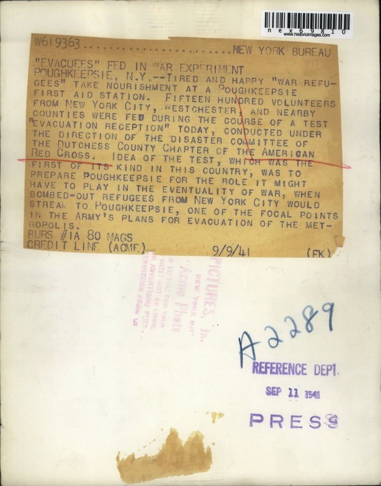 1941 Press Photo Poughkeepsie NY American Red Cross gives a dinner