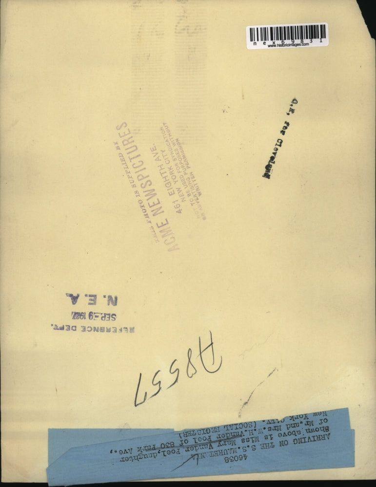 1927 Press Photo Miss Mary Vander Pool of NYC