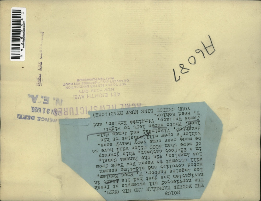 1926 Press Photo LA Calif W Fred Hohler, James Wallace, Virginia Kohler sail