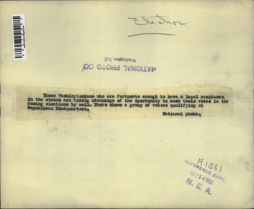 1922 Press Photo Wash DC Republican Voters campaign