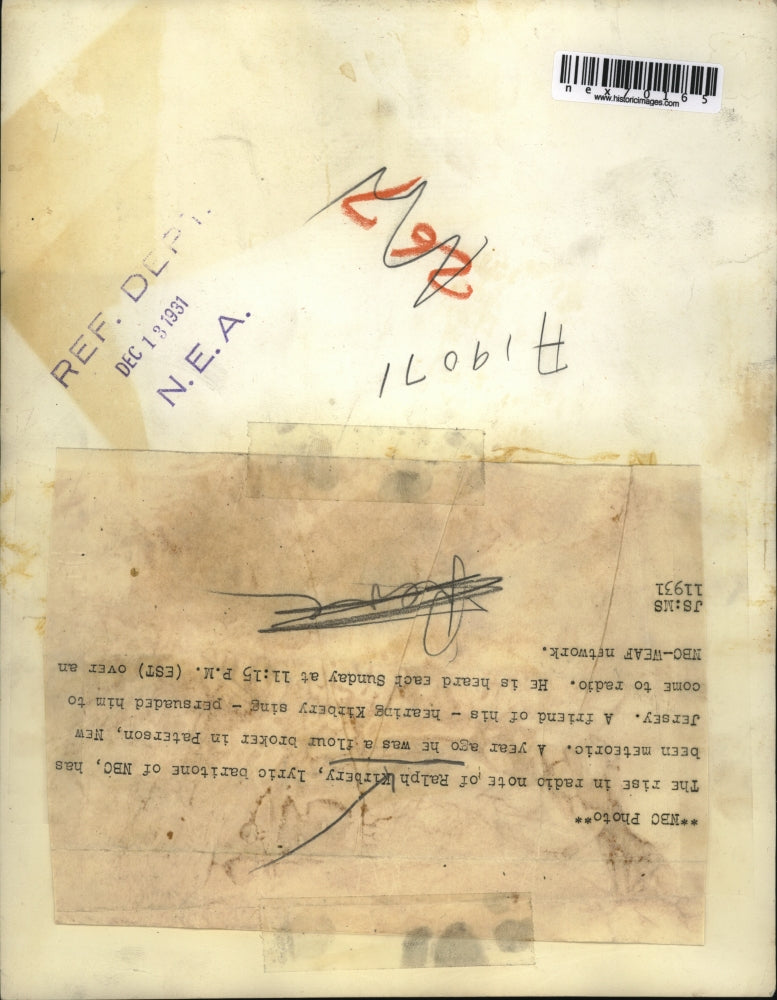 1931 Press Photo Ralph Firbery lyric baritone on NBC radio