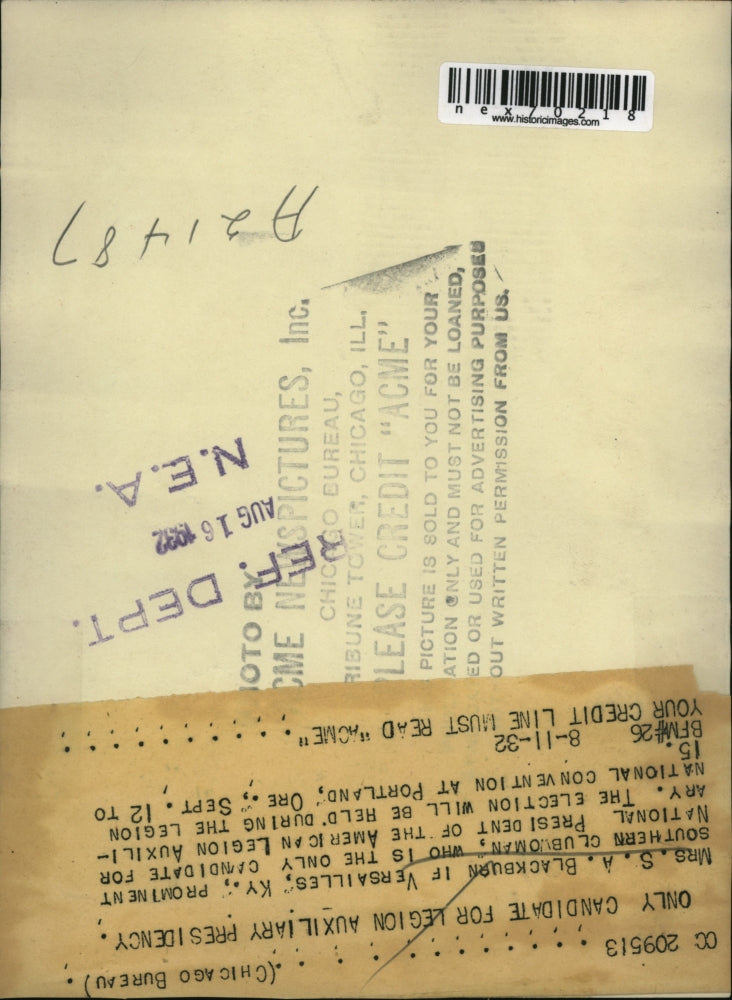 1932 Press Photo Mrs. S.A. Blackburn, prominent Southern Clubwoman