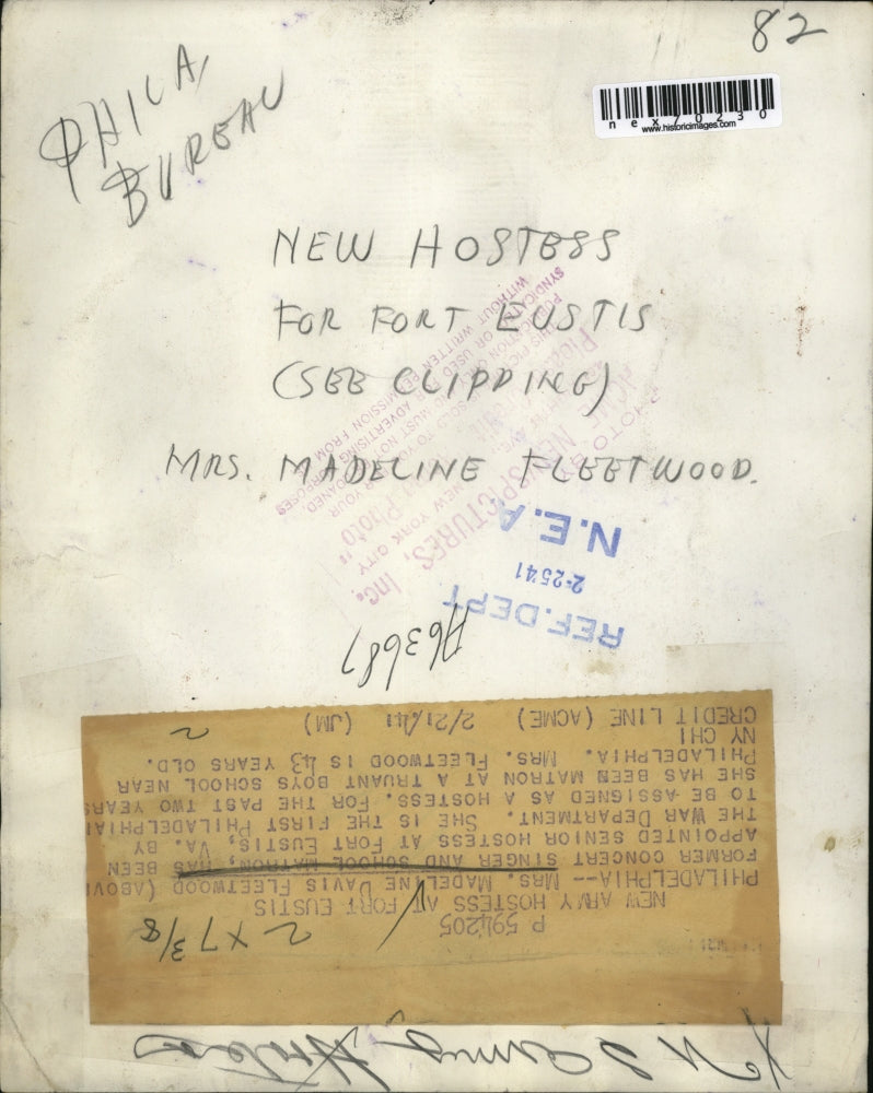 1941 Press Photo Mrs. Madeline Davis Fleetwood, former concert singer