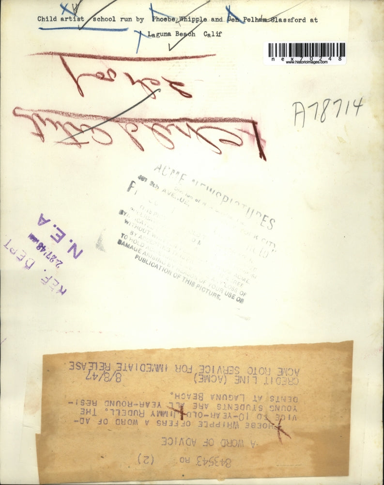 1947 Press Photo Child Artist school run by Phoebe Whipple & Gen P. Glassford