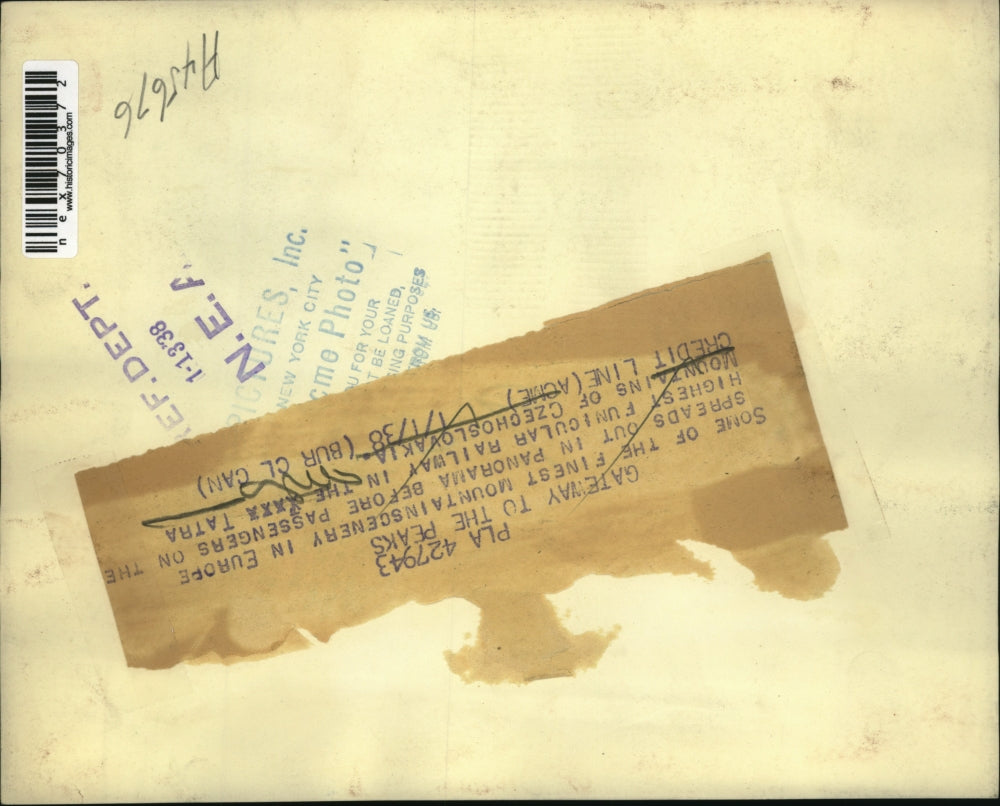 1938 Press Photo Tatra Mountains in Czechoslavia