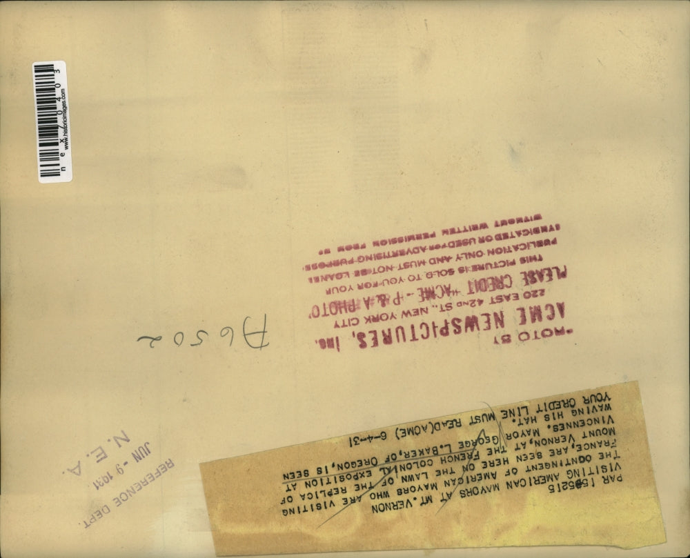 1931 Press Photo French Colonial Exhibition Vincennes US Mayor visit