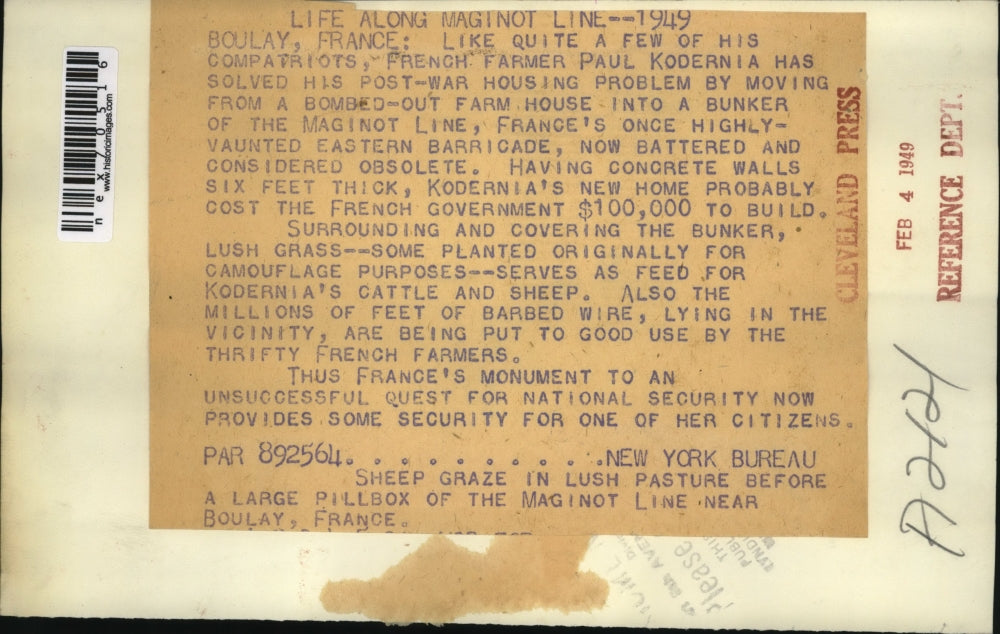 1949 Press Photo Boulay France ashepherd & flock of sheep grazing