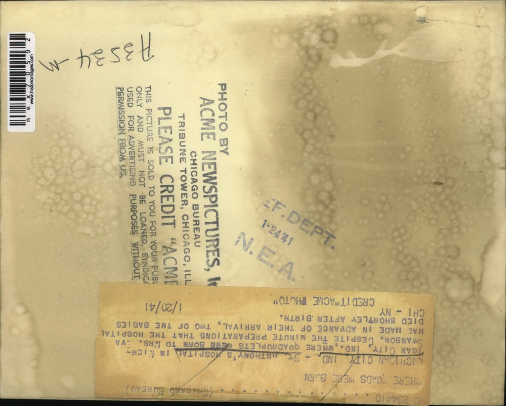 1941 Press Photo Michigan City Ind St Anthony's Hospital quads born here