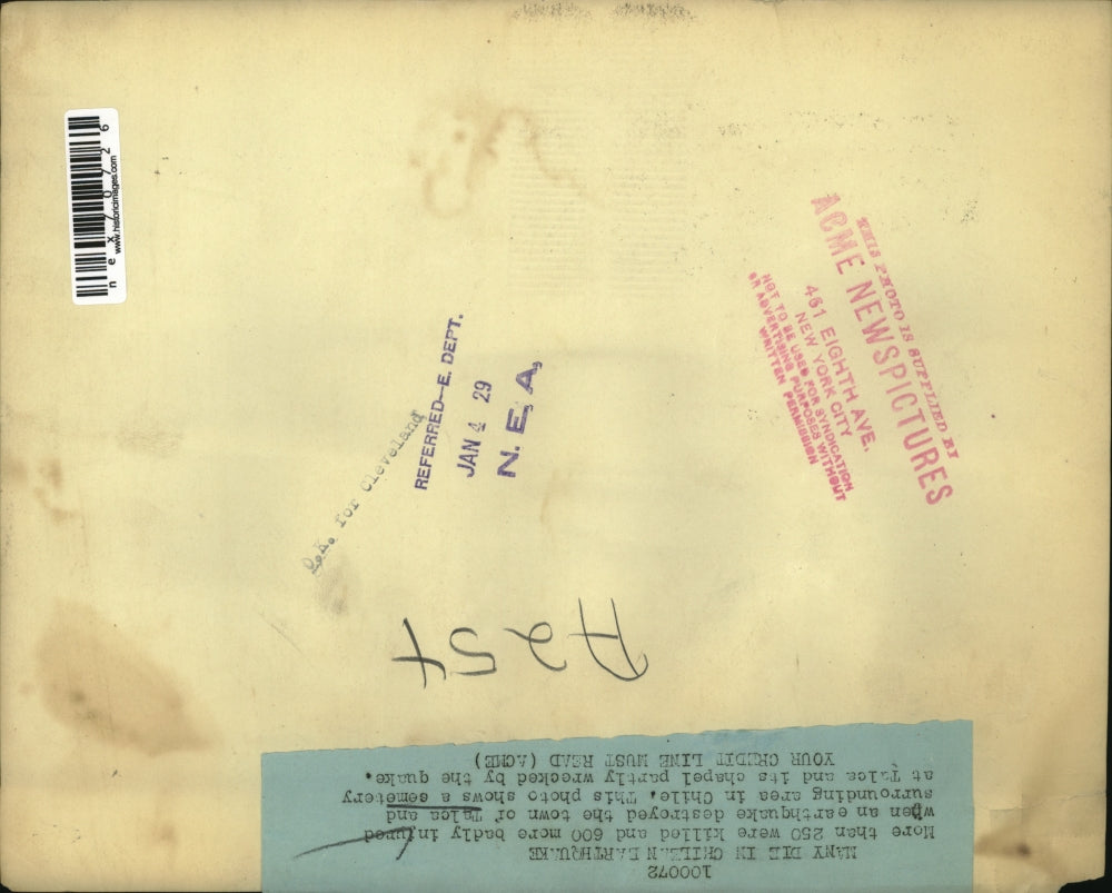 1929 Press Photo Damaged buildings of Chilean earthquake at Talca