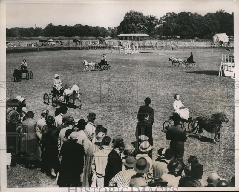 Load image into Gallery viewer, 1938 Press Photo Shetland ponies at English horse show
