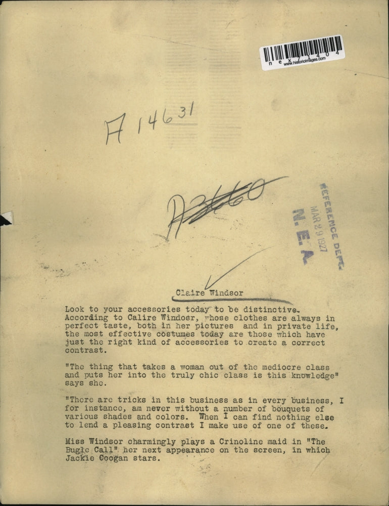 1927 Press Photo MGM actress Claire Windsor in The Bugle Call