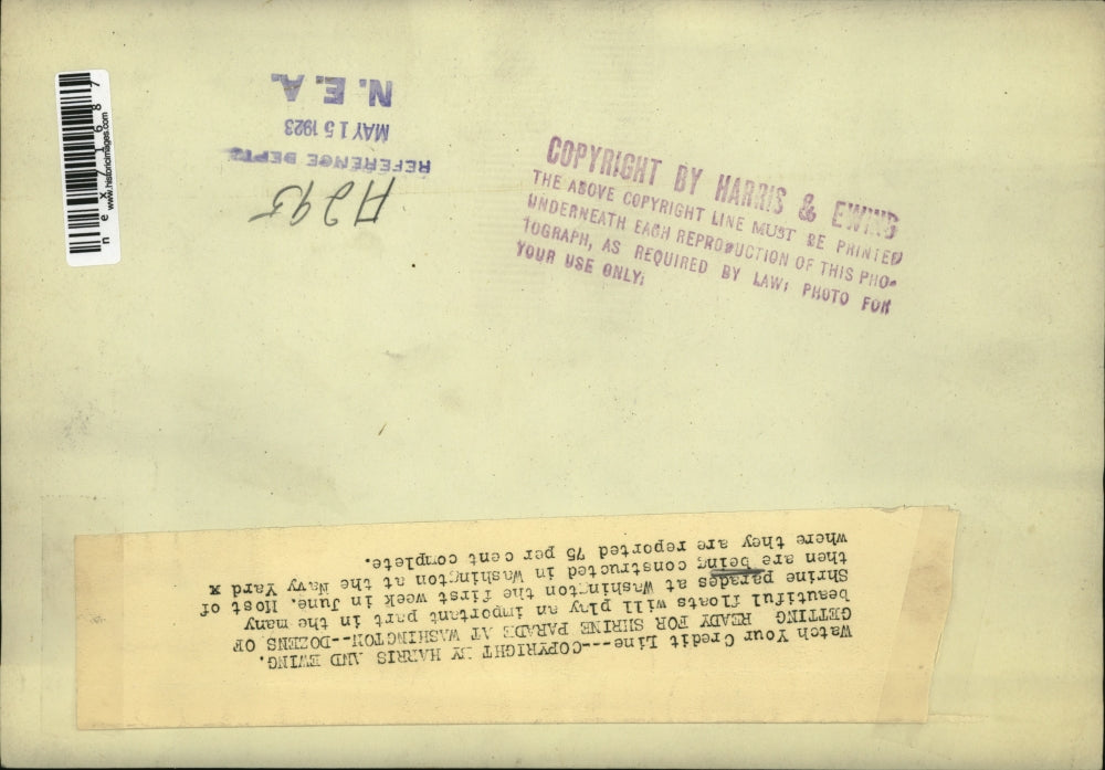 1923 Press Photo Shrine Parade Washington DC 1ST OF June each year