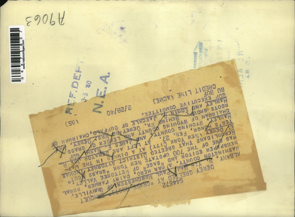 1940 Press Photo Thomas Dewey Greeted At Grass Roots Banquet