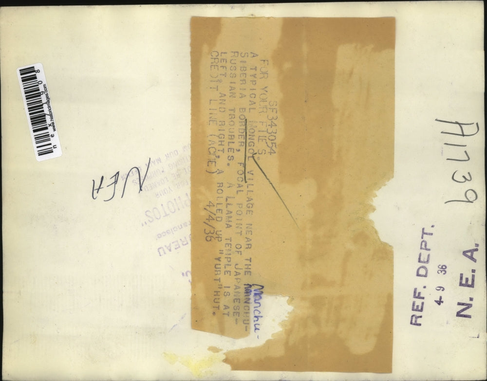 1936 Press Photo Mongol Village near Manchu Siberia border