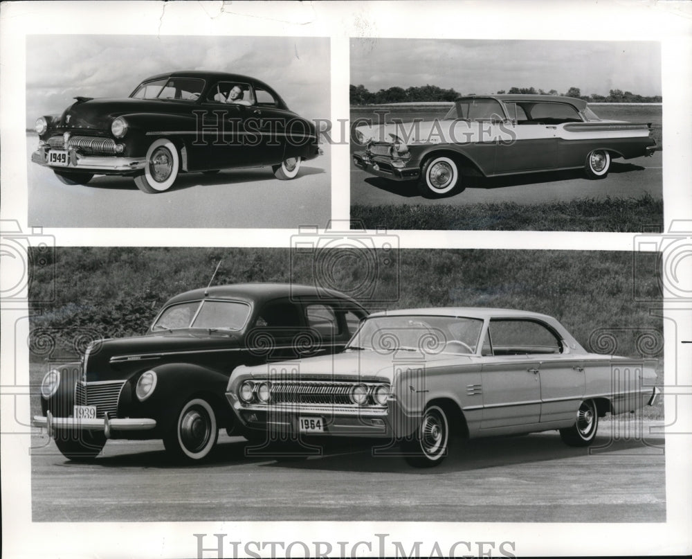 1963 Press Photo (top to bottom) Mercury cars, 1949, 1957, 1939 & 1964 models