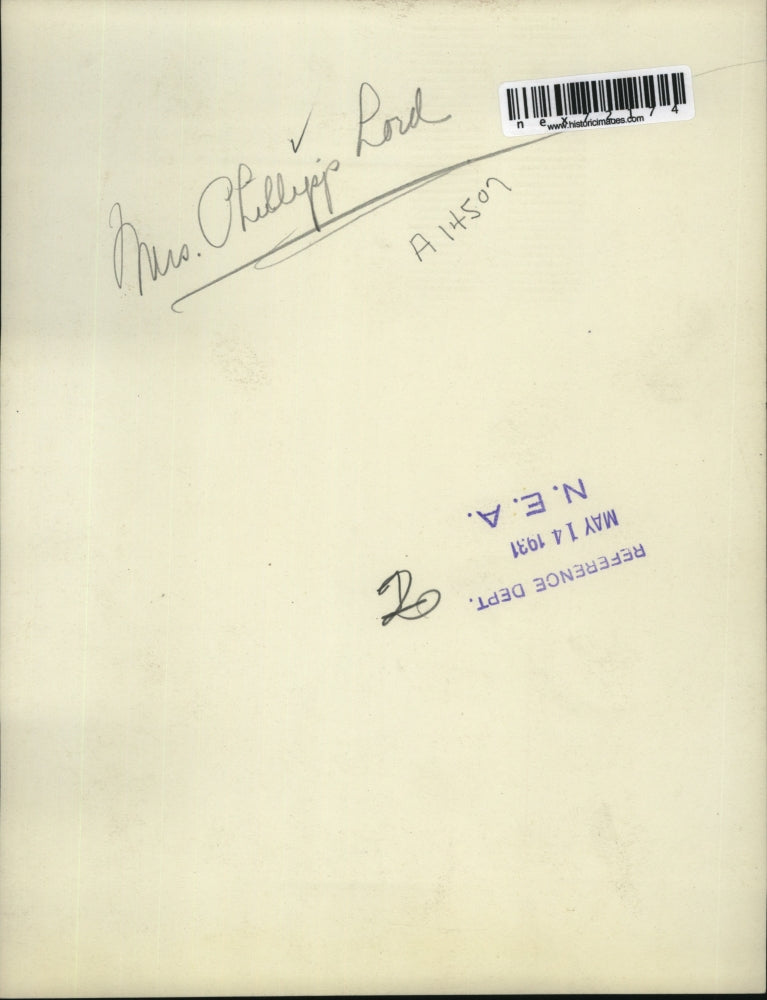 1931 Press Photo Mrs Phillips Lord - nex72174