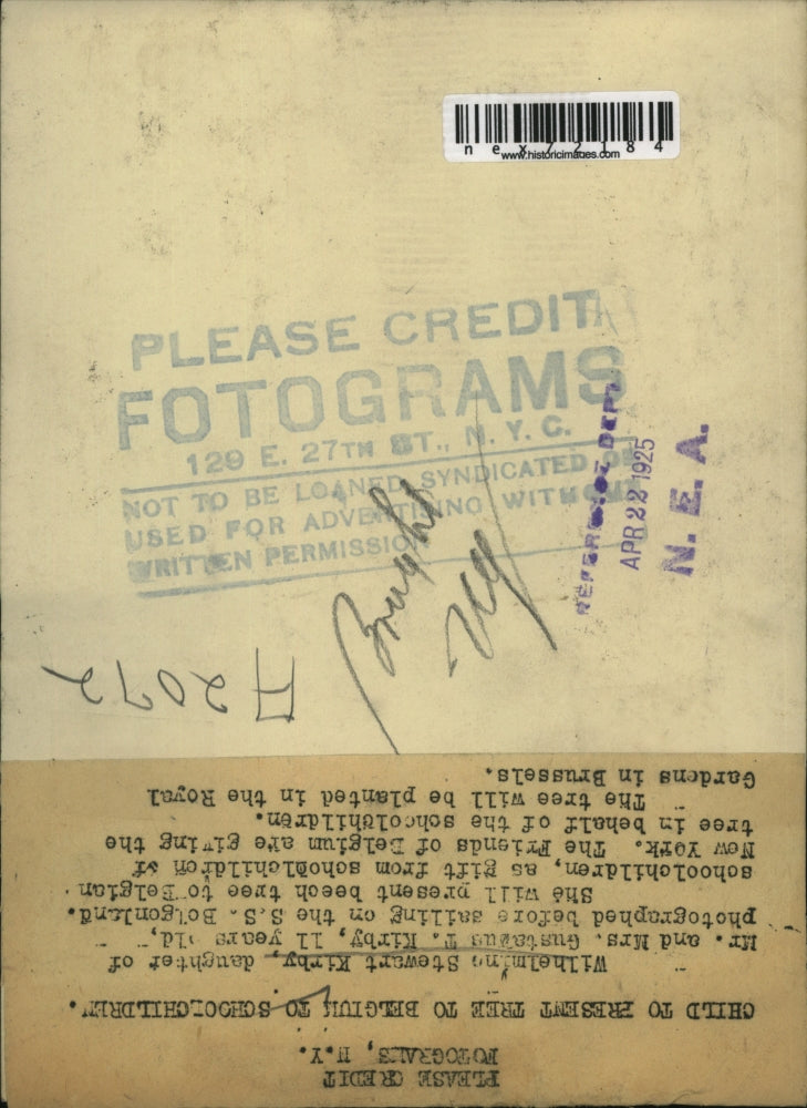 1925 Press Photo Wilhelm Stewart Kirby, 11 years old