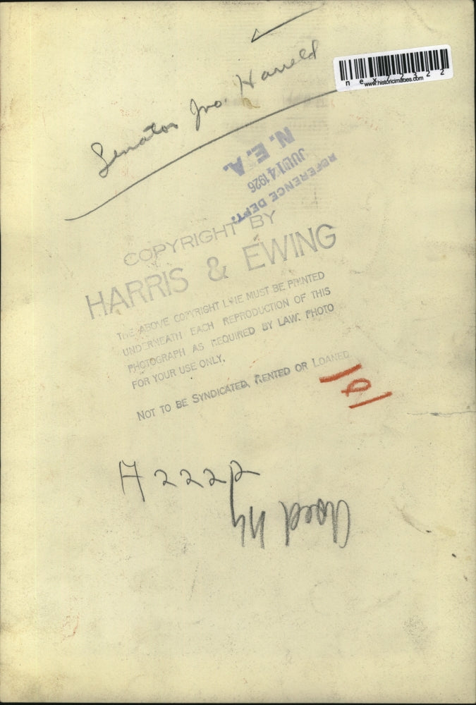 1926 Press Photo Senator Joe Harreld - nex72322