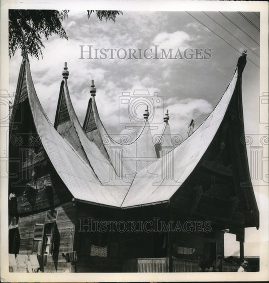 1955 Press Photo Padang-Pagnang Sumatra Indonesian houses