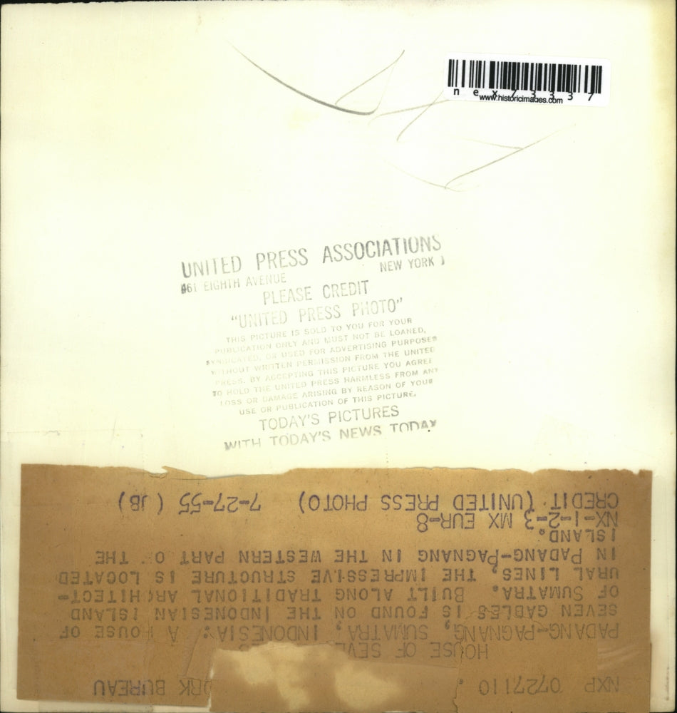 1955 Press Photo Padang-Pagnang Sumatra Indonesian houses