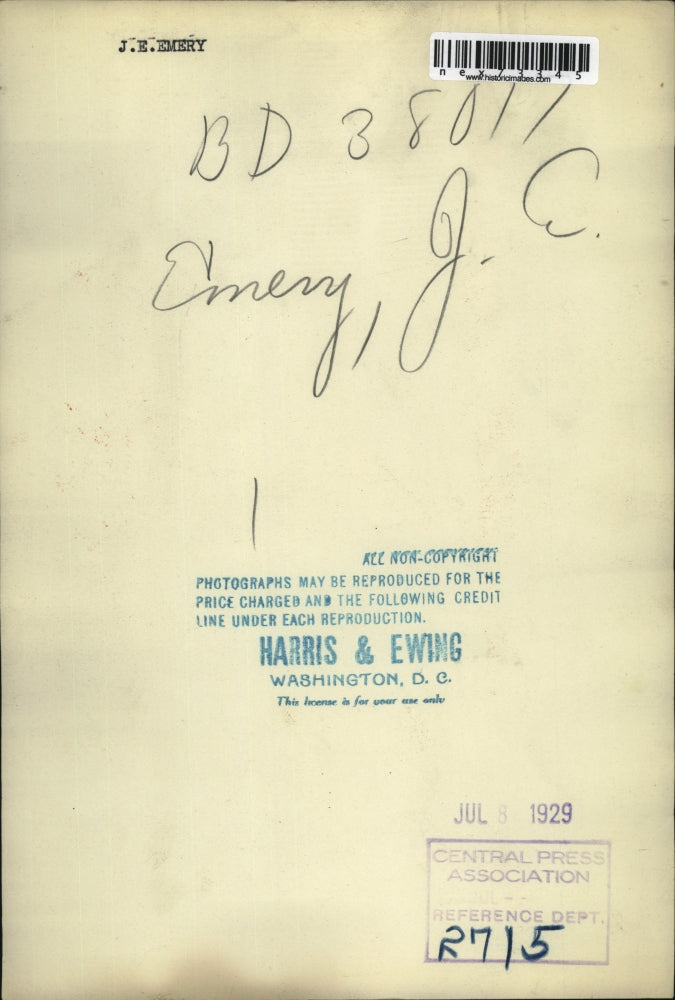 1929 Press Photo Mr JE Emery - nex73345