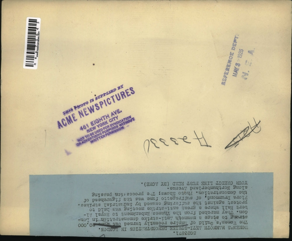 1926 Press Photo Women's Guild of Empire anti strike demonstration, London