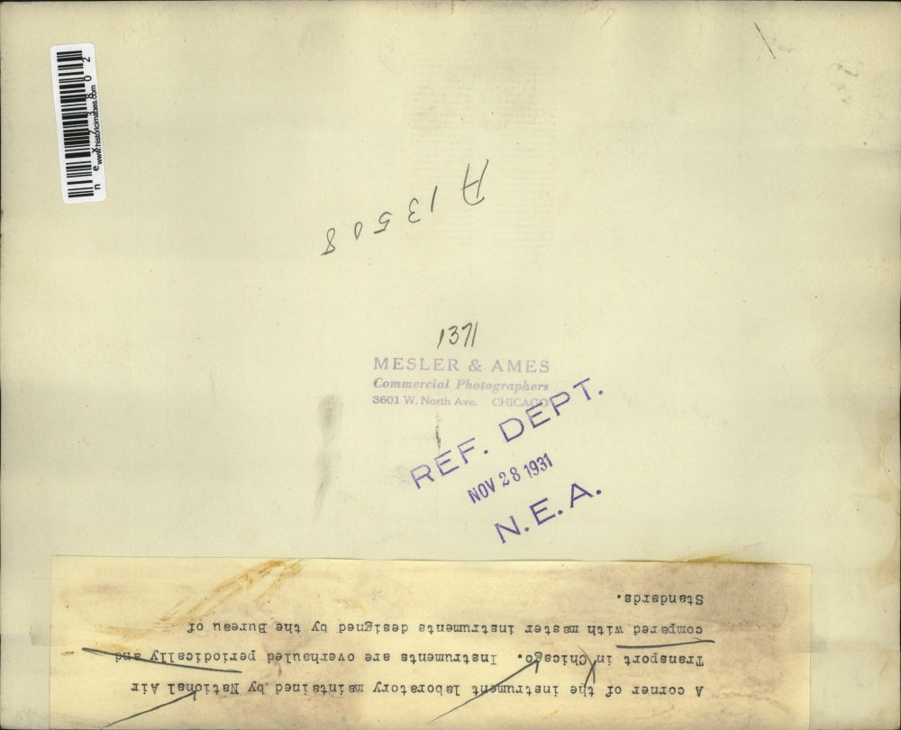 1931 Press Photo Natl Air Transport instument lab for repairs