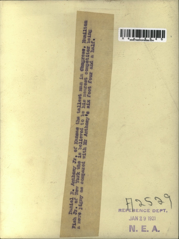 1921 Press Photo Daniel R. Anthony Jr. of Kansas, tallest man in Congress