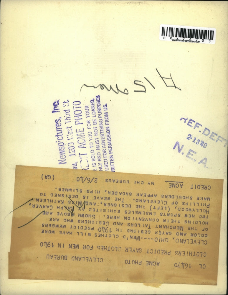 1940 Press Photo Cleveland Ohio, Merchant Tailors & Designers Convention, men's